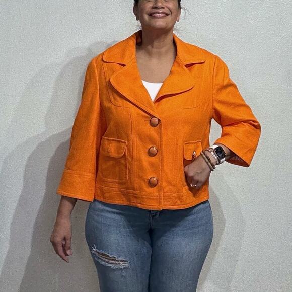 Nygard Orange Linen Blend Blazer Sz 16 - Picture 6 of 11